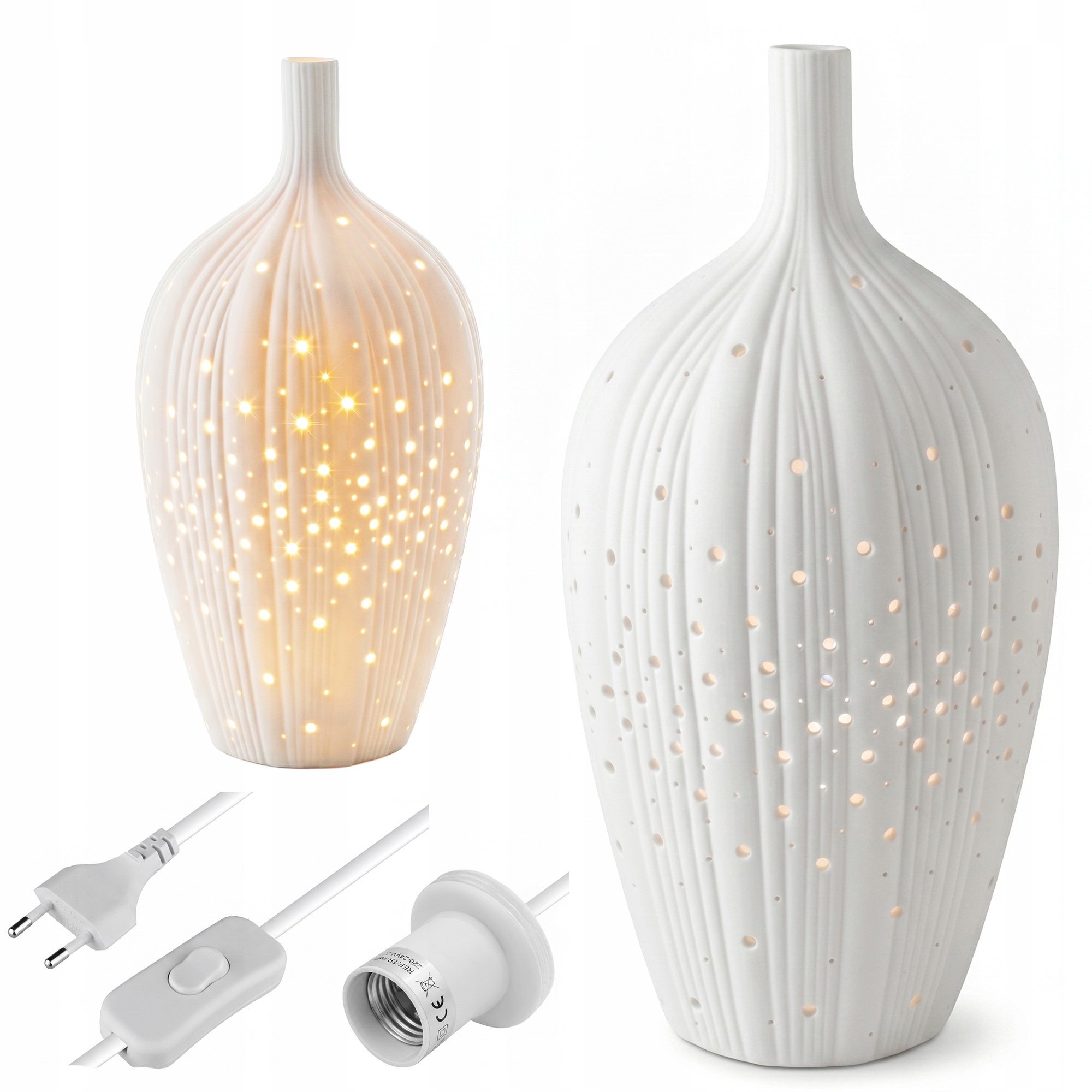 Dekorativní stolní lampa na psací stůl Porcelán Noční do ložnice Bílá 35 cm