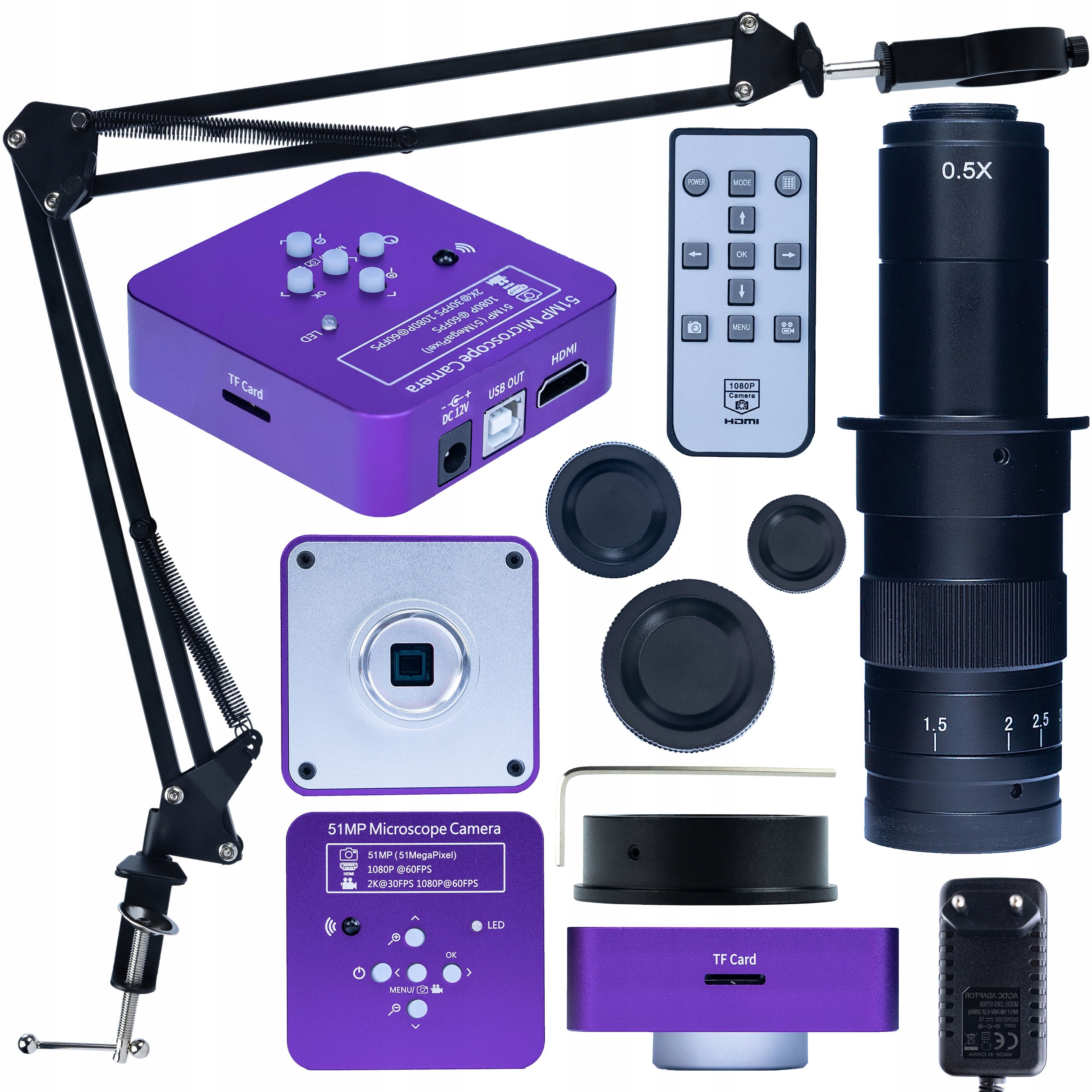 Mikroskopická Kamera 51MP Kmppp-hdmi-usb Objektiv 180X C-mount Pro Pájení