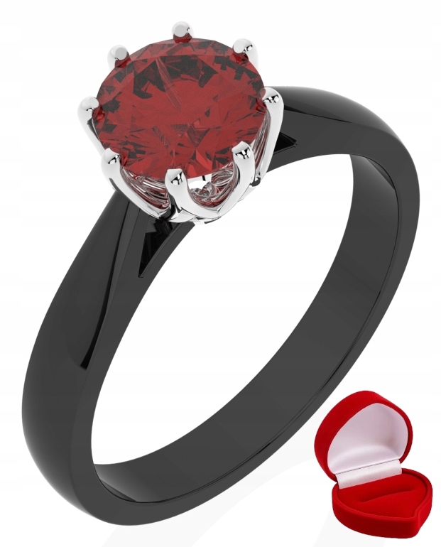 Zlatý Prstýnek 585 14k Rubín 1 ct Černé Zlato R25