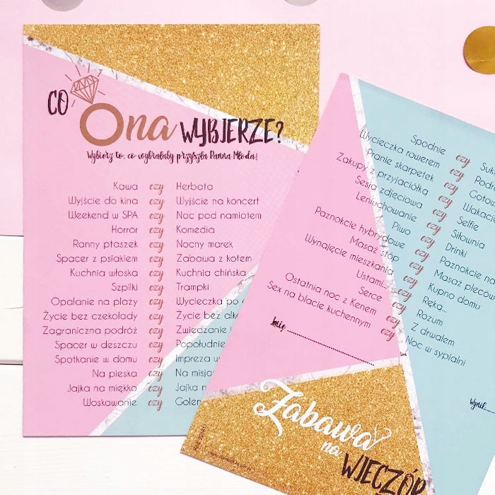 GRA na wieczór panieński Co Ona Wybierze? 10szt