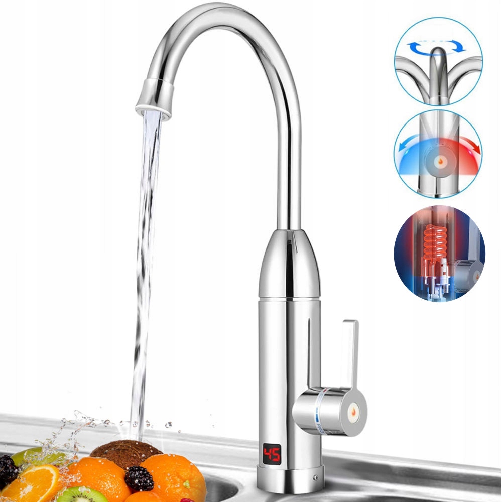 LCD Průtokový Elektrický Ohřívač Vody S Kohoutkem 3000 W 200 V 60° C