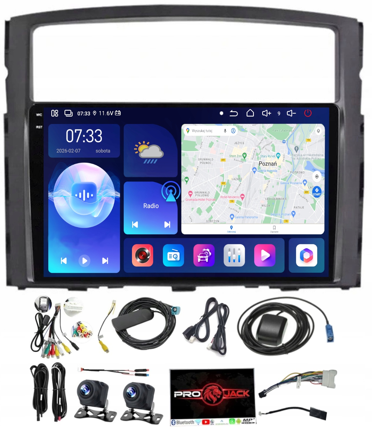 Autorádio S Navigací Carplay Android Mitsubishi Pajero 2006-14 6GB Ram 128GB Rom Sim