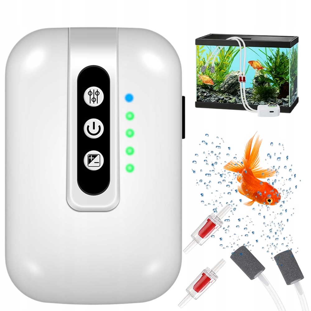 Automatická Vzduchová Kyslíková Pumpa S Baterií 2000 Mah 2 V 3.7 V Pro Akvárium