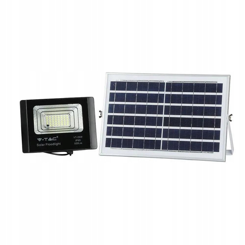 V-tac Solární Led zářič 12W černý IP65 dálkový ovladač časovač VT-25W 4000K
