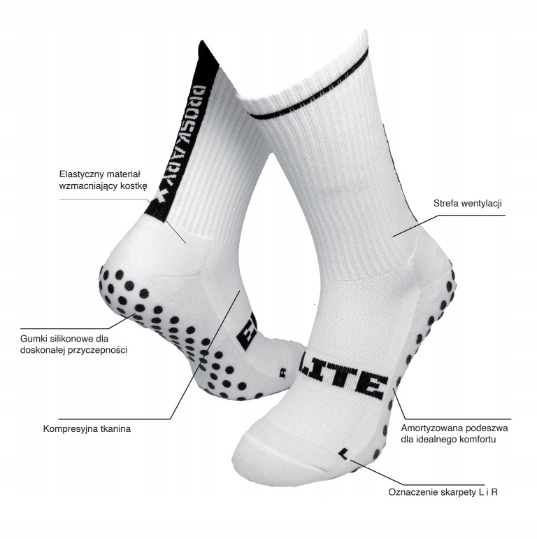 PIŁKARSKIE GETRY ANTYPOŚLIZGOWE SKARPETY JUNIOR Rozmiar 35-40