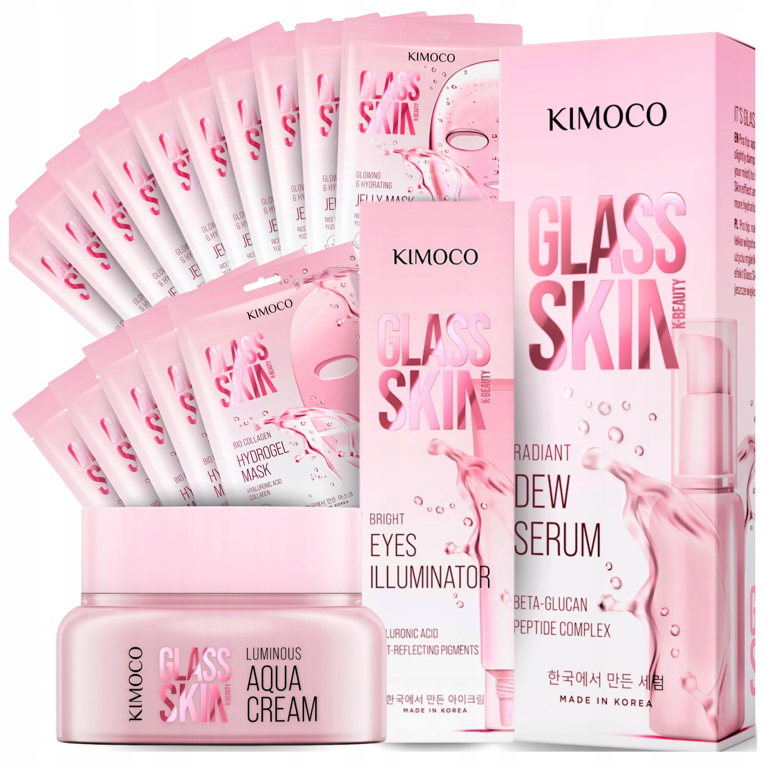 Kimoco Zestaw prezentowy Pielęgnacja twarzy Set Glass Skin 18 Elementów