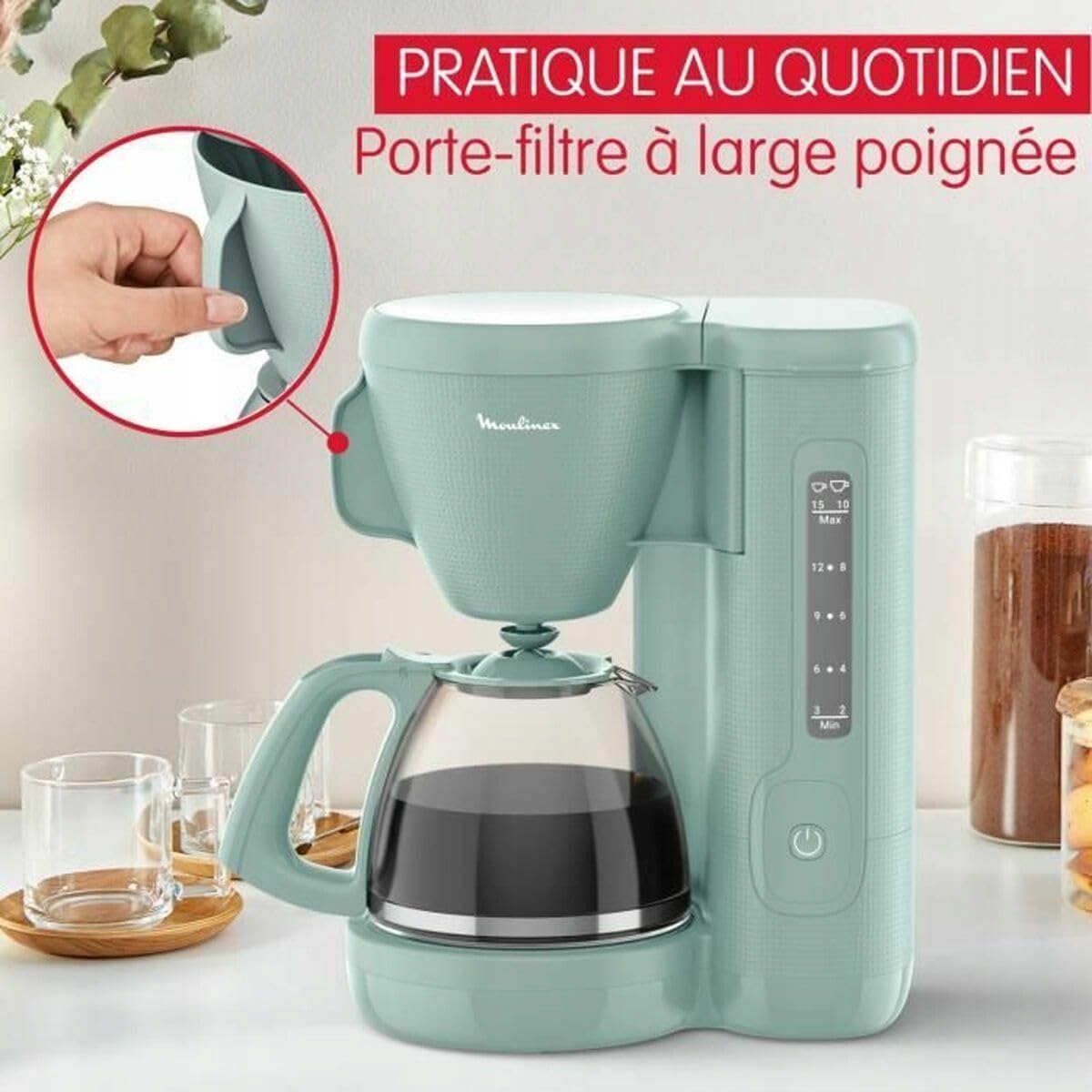 MOULINEX Ekspres Do Kawy 1,25L Filtr Stały Funkcja Podgrzewania Eukaliptus — miniatura 2
