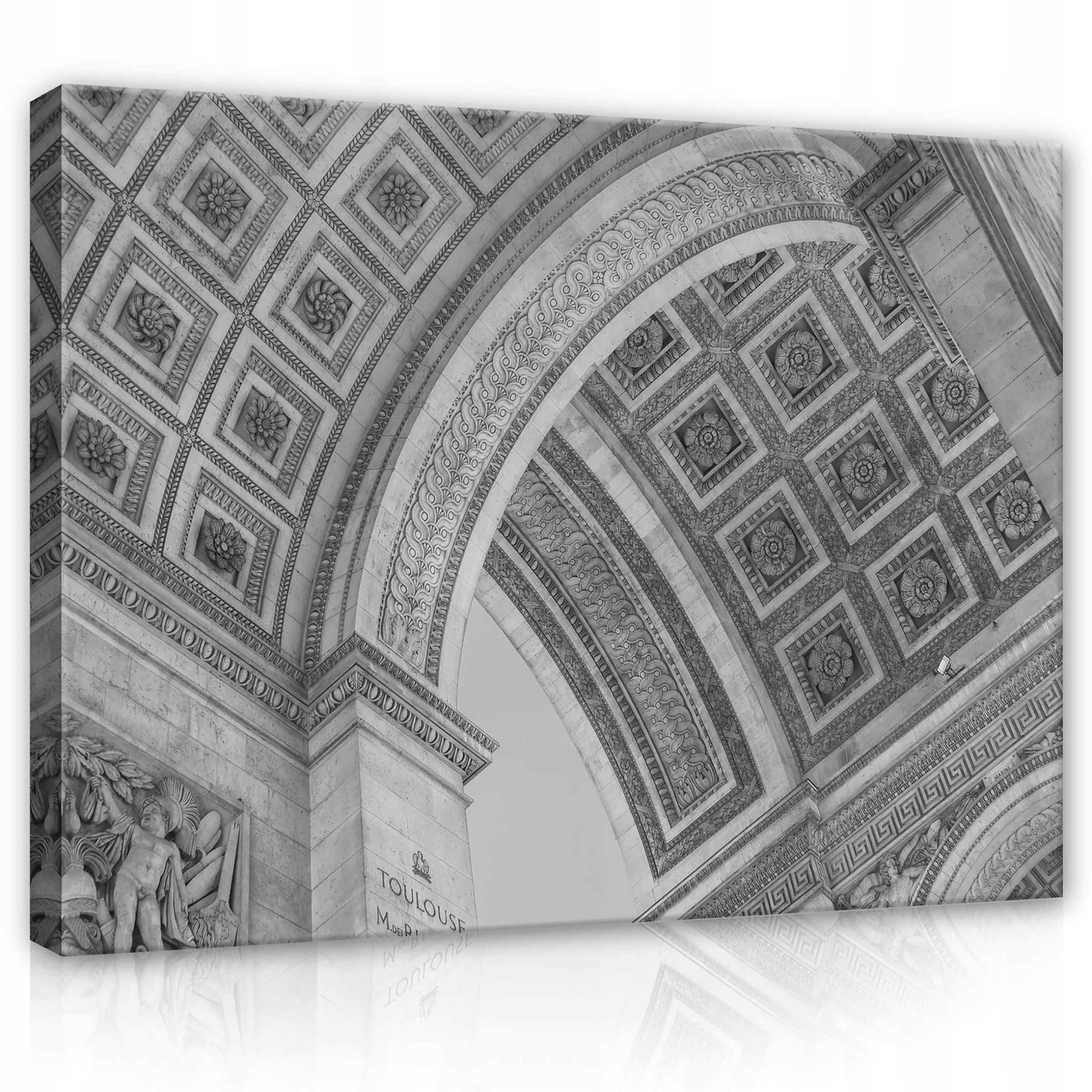 Obraz 100x75 Vítězný oblouk Paříž architektura černobílé detaily sochařství