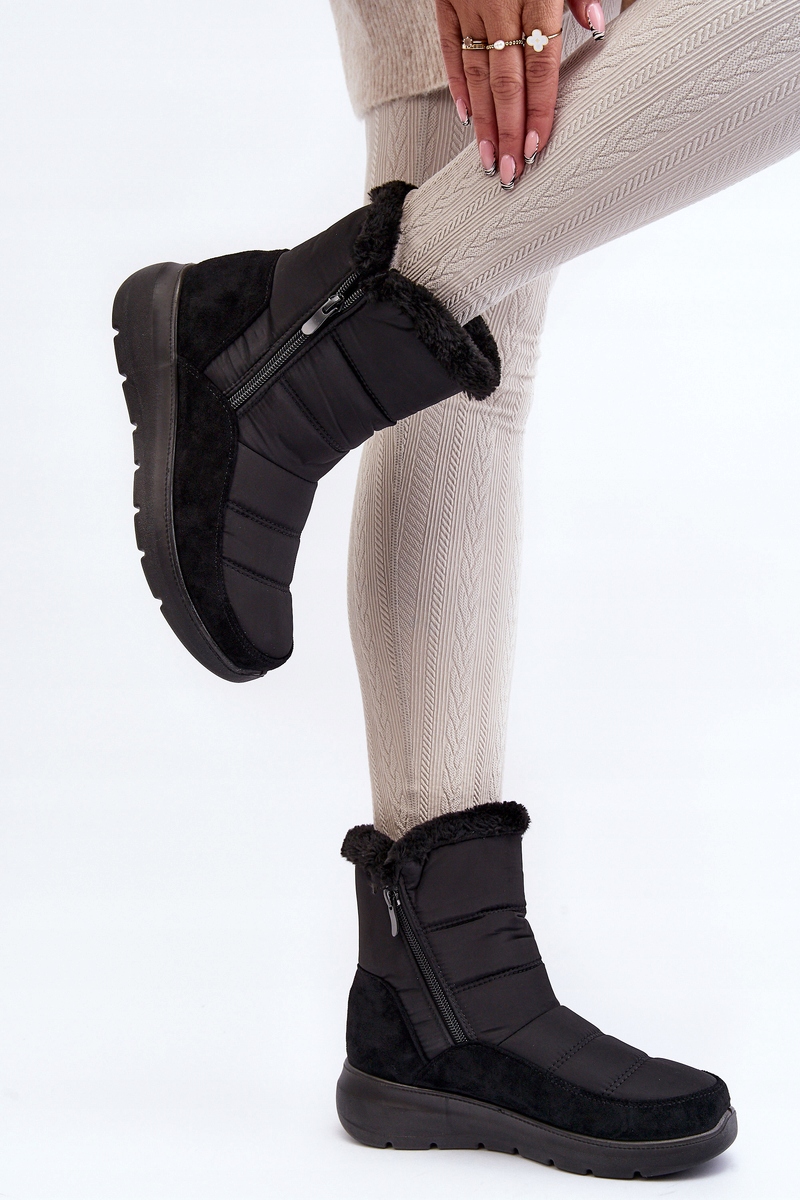 ŚNIEGOWCE DAMSKIE OCIEPLANE FUTERKIEM CZARNE 41 Kolor dodatkowy czarny
