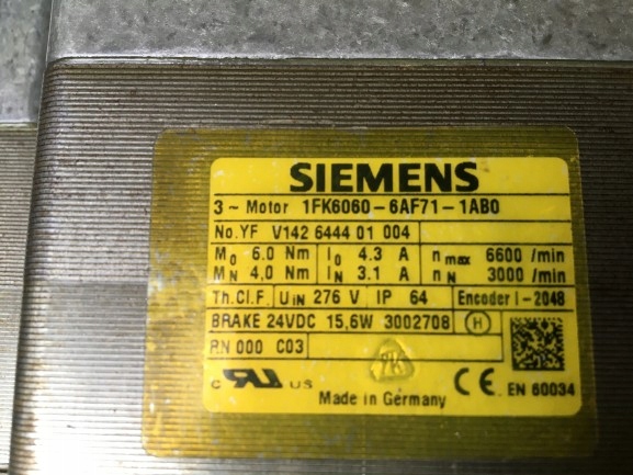Serwomotor Siemens 1FK6060-6AF71-1AB0 NrD602 Model 1FK6060-6AF71-1AB0