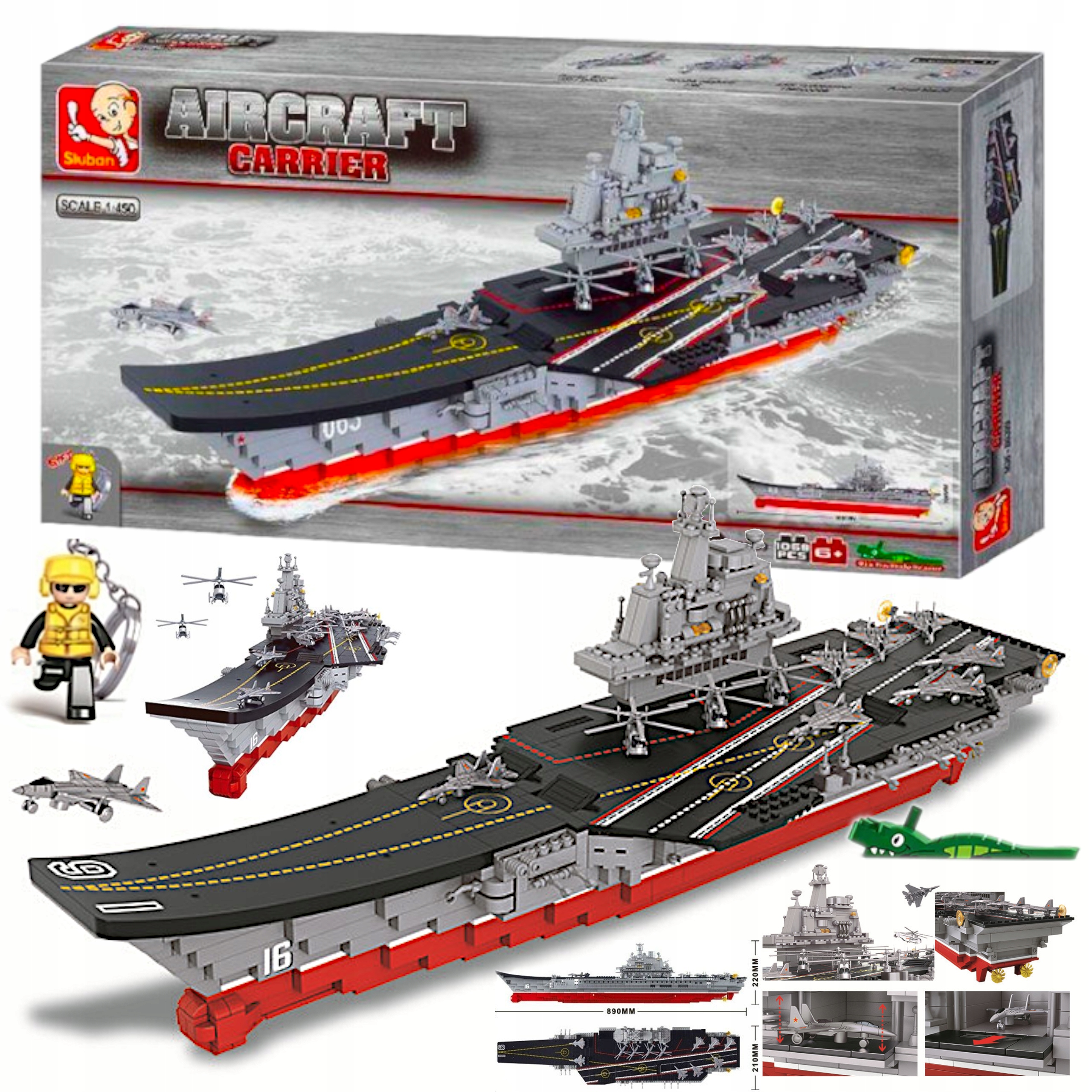 Klocki Statek USS Enterprise (CVN-65) Statek MEGA DUŻY 1058el