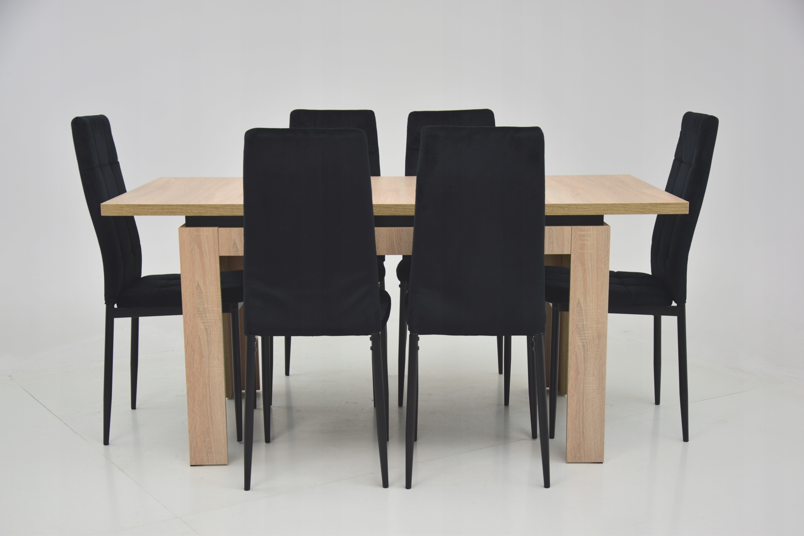 Stół 80x120/160 rozkładany sonoma 6x krzesła welur Długość stołu 120 cm