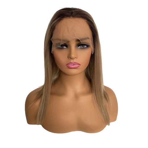 Paruka Lace Front tmavá Blond odrost 40 cm čepička Bonus