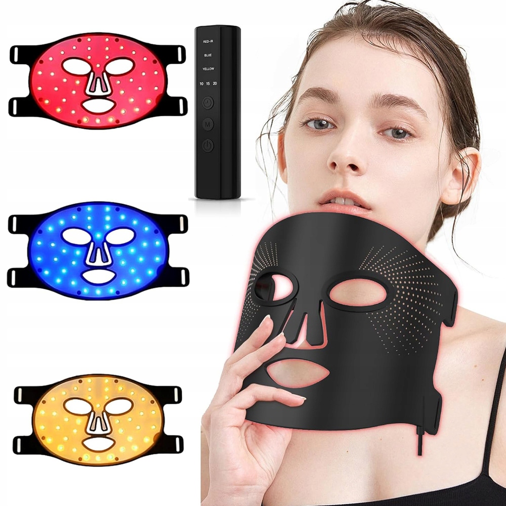 Led Maska Na Obličej Fotonová Terapie 3V1 Čištění Lifting Dálkové Ovládání