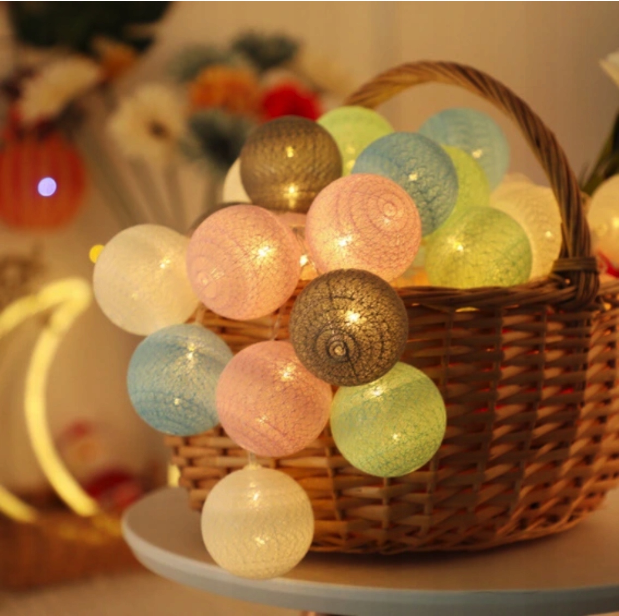 LAMPKI CHOINKOWE KULE 20 LED COTTON BALLS 3M