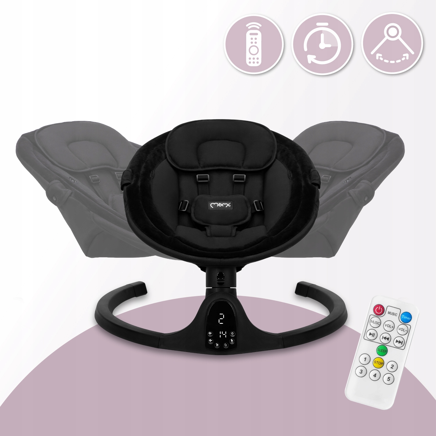 ELEKTRINIS SUPAMASIS ŠVENTINIS KĖDAS - MoMi KENANI ONYX - BLUETOOTH MUZIKOS PILOTAS Originali pakuotė