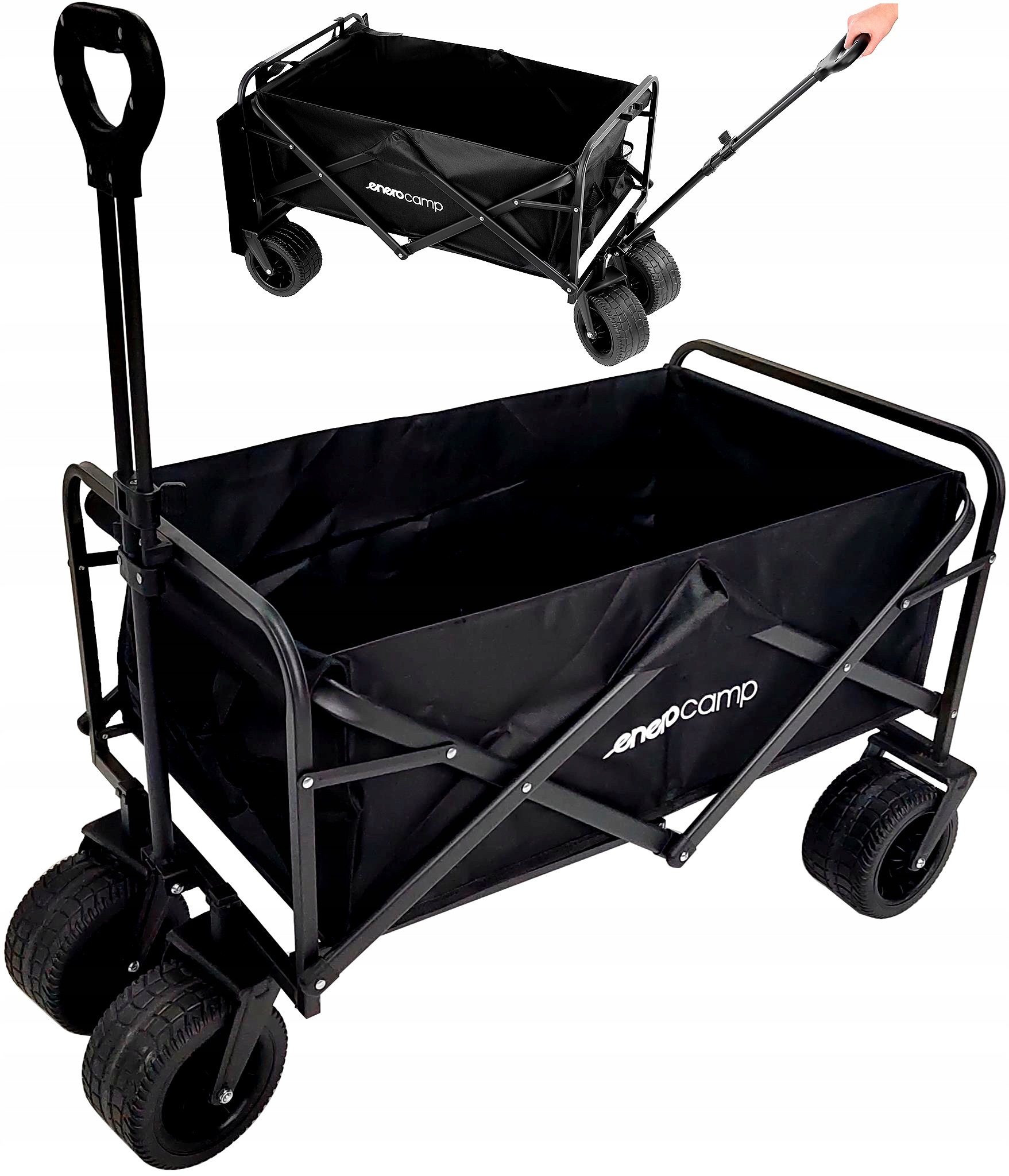 Záhradný turistický vozík 85L/225kg, široké kolieska, nastaviteľná rukoväť