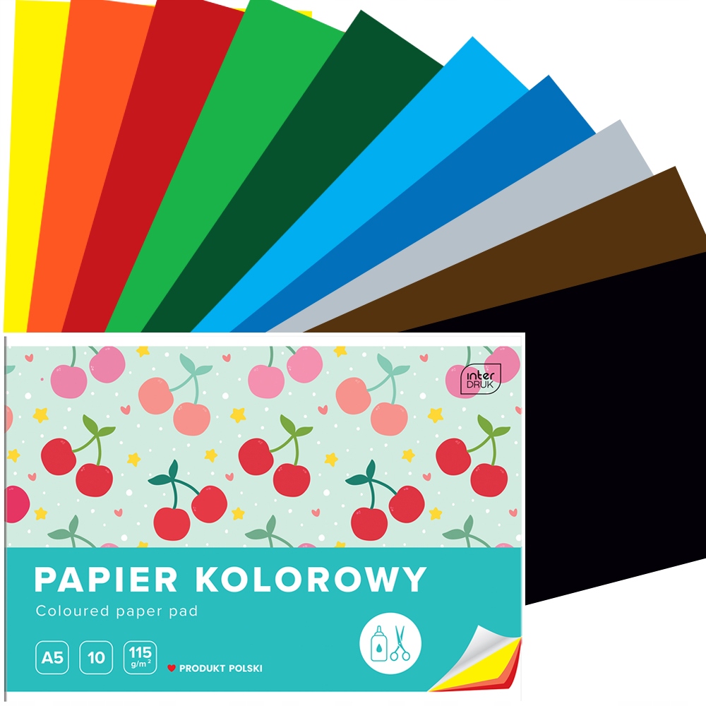 

Papier Kolorowy, A5, 10 Kartek, 115G, Interdruk