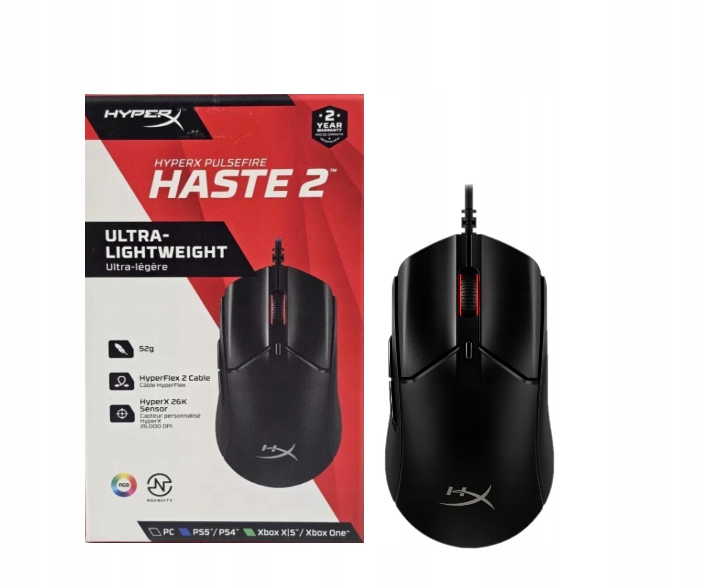 Myš drátová HyperX Pulsefire Haste 2 Gamingová černá