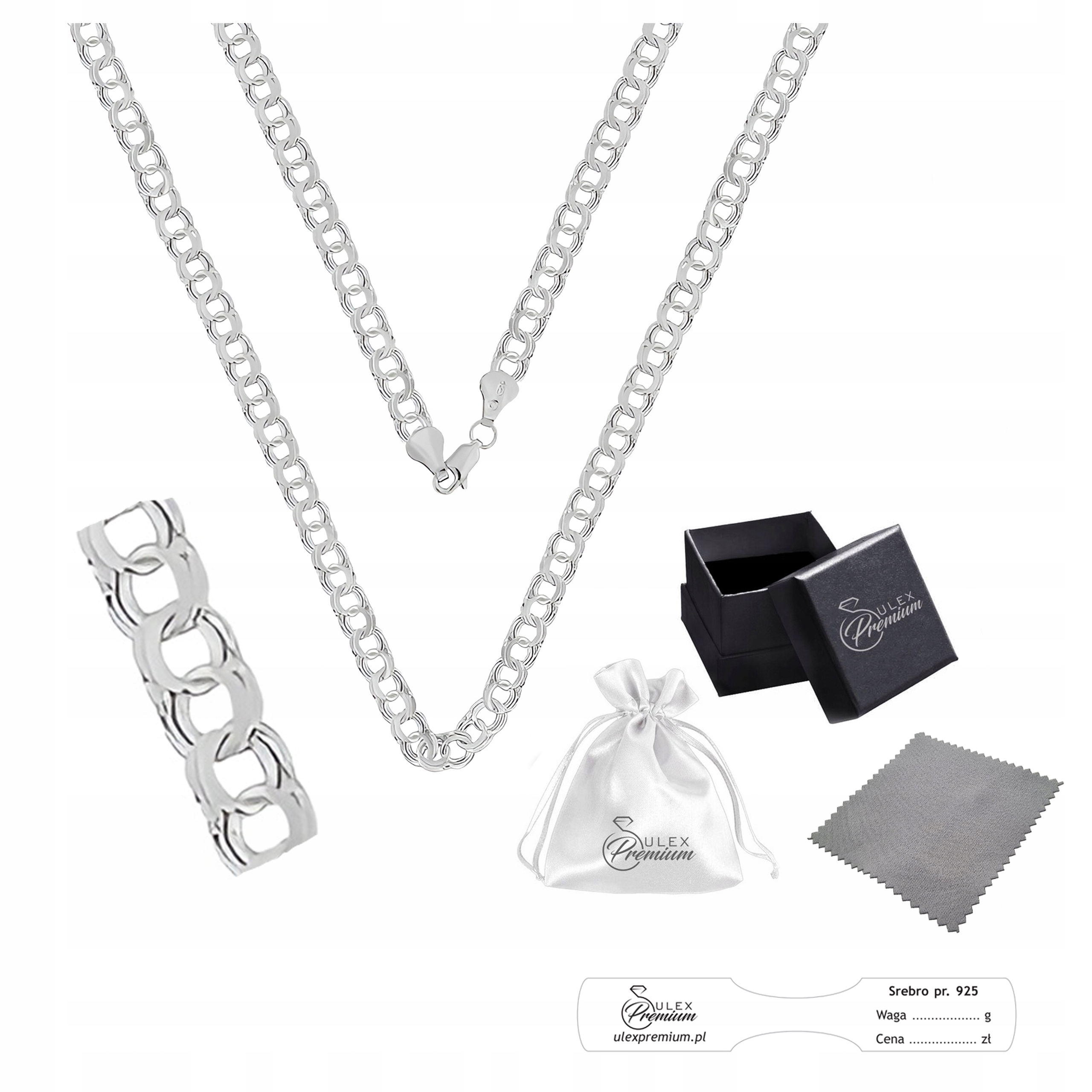 Stříbrný řetízek ryzost 925 Pánský splétaný Garibaldi jako Dárek 55 cm x 5,5 mm