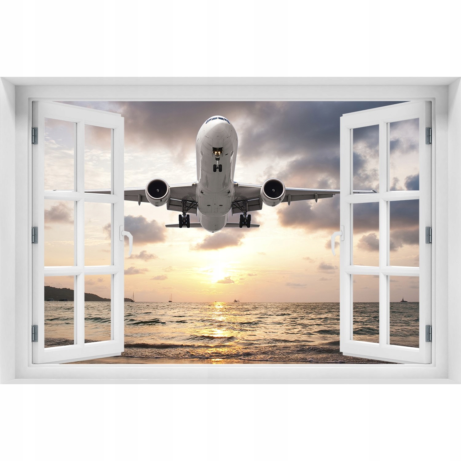 

Foto zdjęcie Naklejka na ścianę Samolot nad morzem