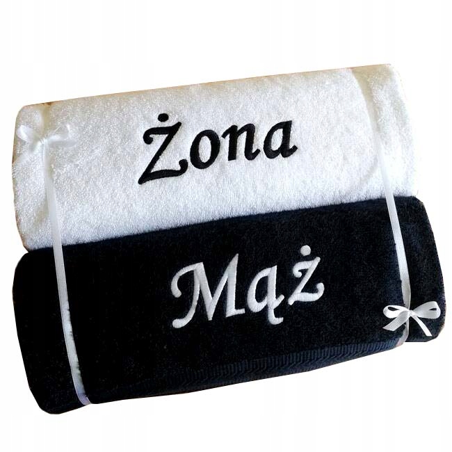 Ręcznik z HAFTEM napis IMIĘ prezent ŚLUB ROCZNICA Marka Szydełkowa Kraina