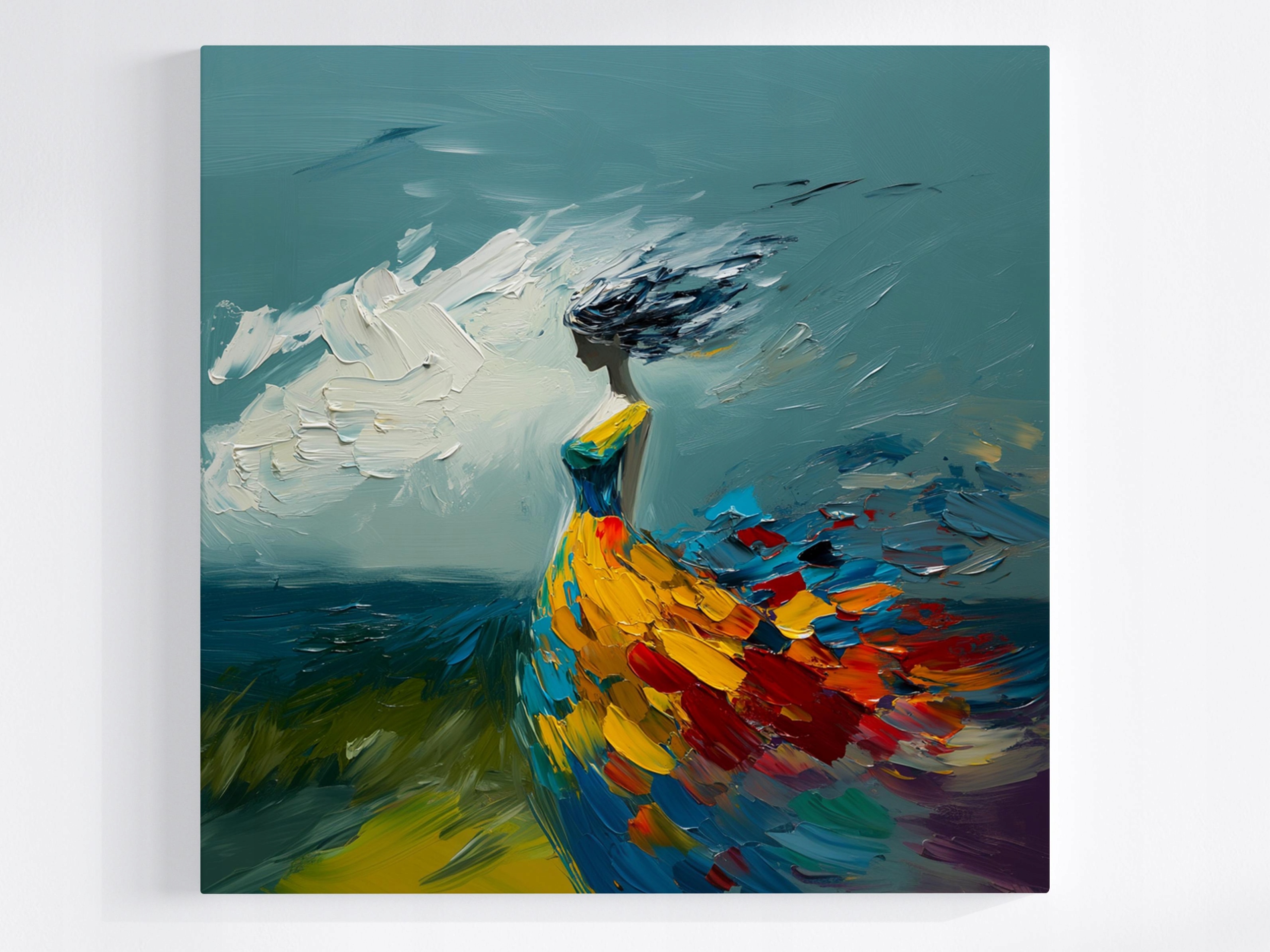 Obraz Na Plátně Canvas Postava Žena Dívka Vítr Voda Pohyb 80x80