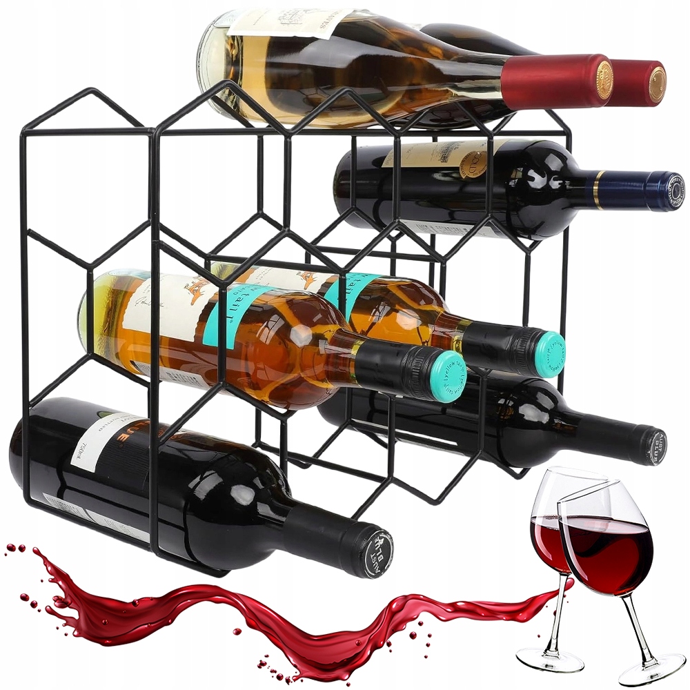 Geometrický Design Stojan Na Víno 14 Míst Kovový, Černá Barva