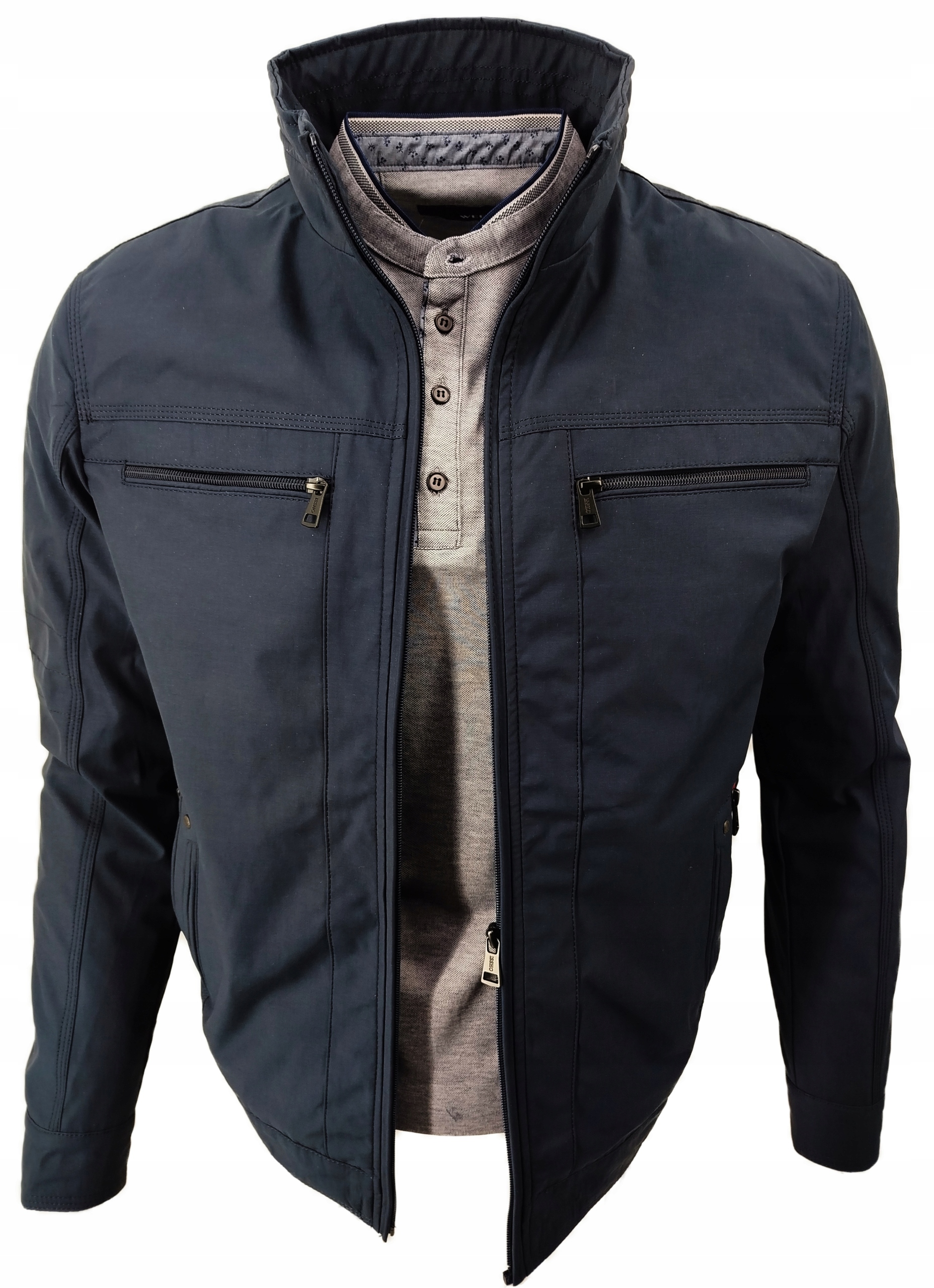 KURTKA MĘSKA PRZEJŚCIOWA GŁADKA GRANATOWA PROSTA 2468 XL Rozmiar XL