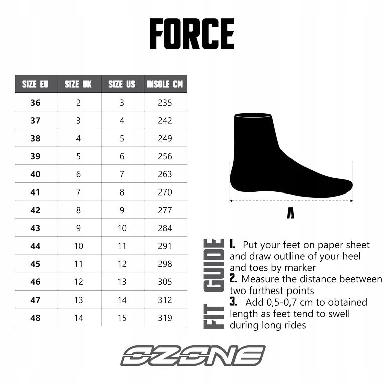 BUTY MOTOCYKLOWE OZONE FORCE BLACK 43 Model OZ-B-FORCE