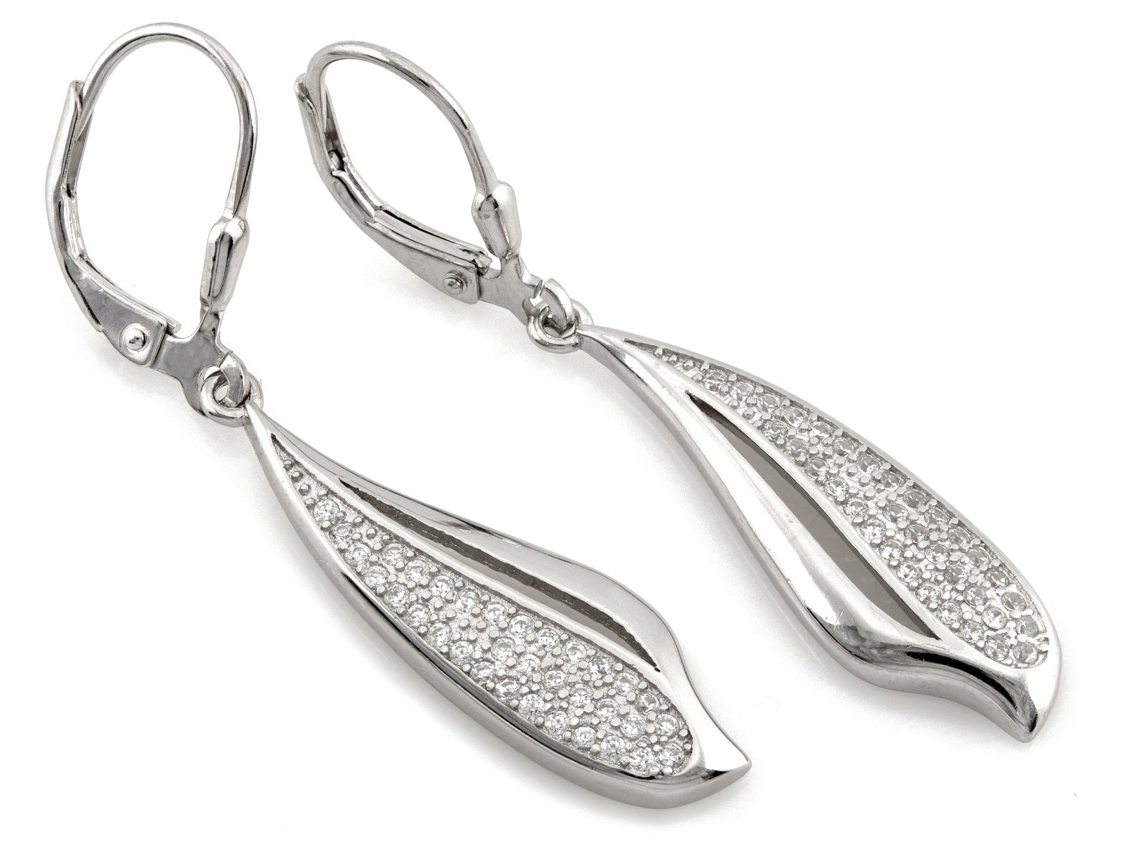 Stříbrné náušnice visící s zirkony, bižuterie pr 925, váha 3.83 g dárek