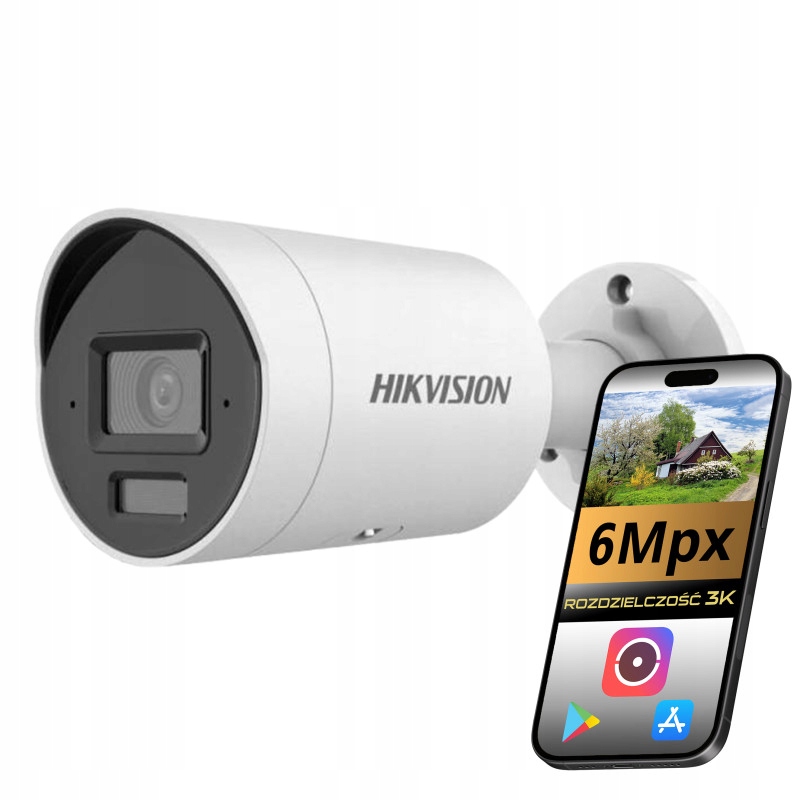 Kamera Ip Hikvision 6MP 2.8mm Acusense Wykrywanie Ludzi Pojazdów Mikrofon