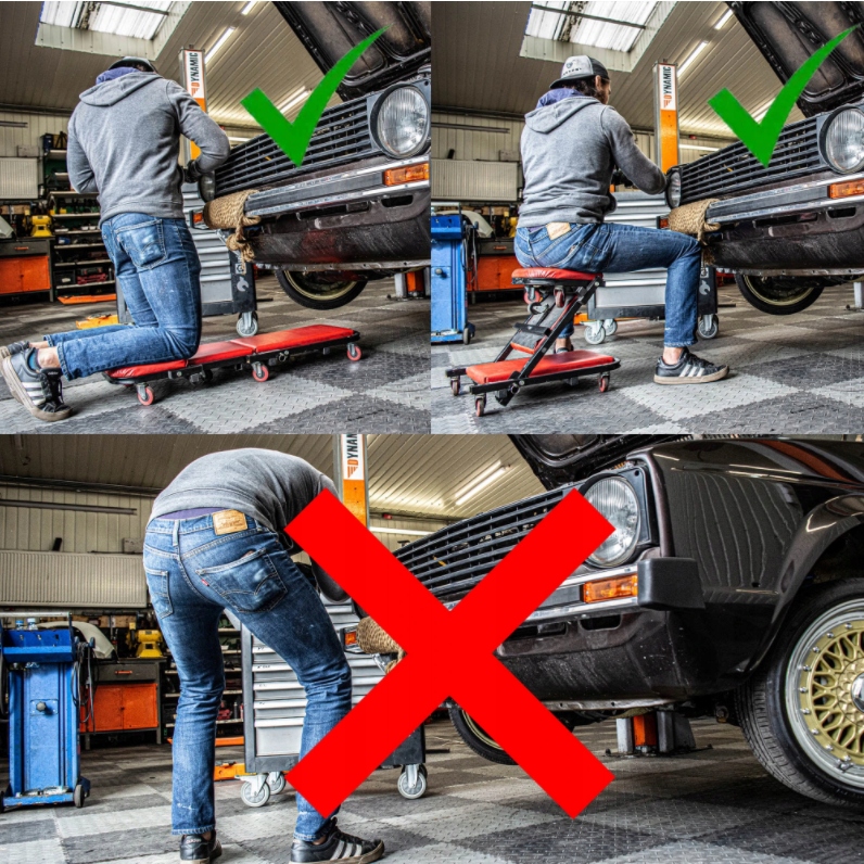 LEŻANKA WARSZTATOWA SKŁADANA 7 KOŁOWA SIEDZISKO STOŁEK WÓZEK WARSZTATOWY Waga produktu z opakowaniem jednostkowym 7.55 kg