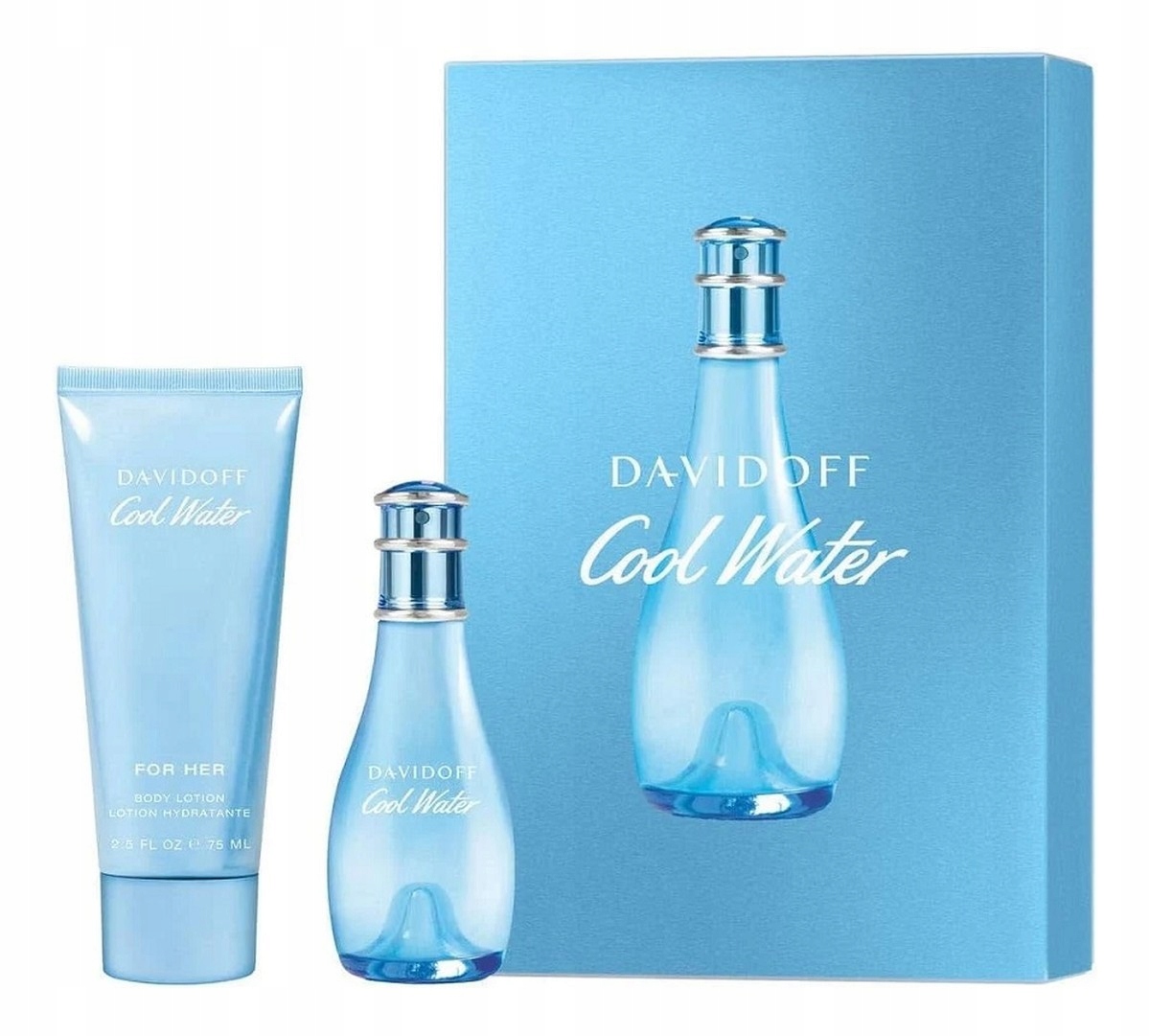 Davidoff Cool Water Woman Sada toaletní voda 30 ml balzám 75 Ml