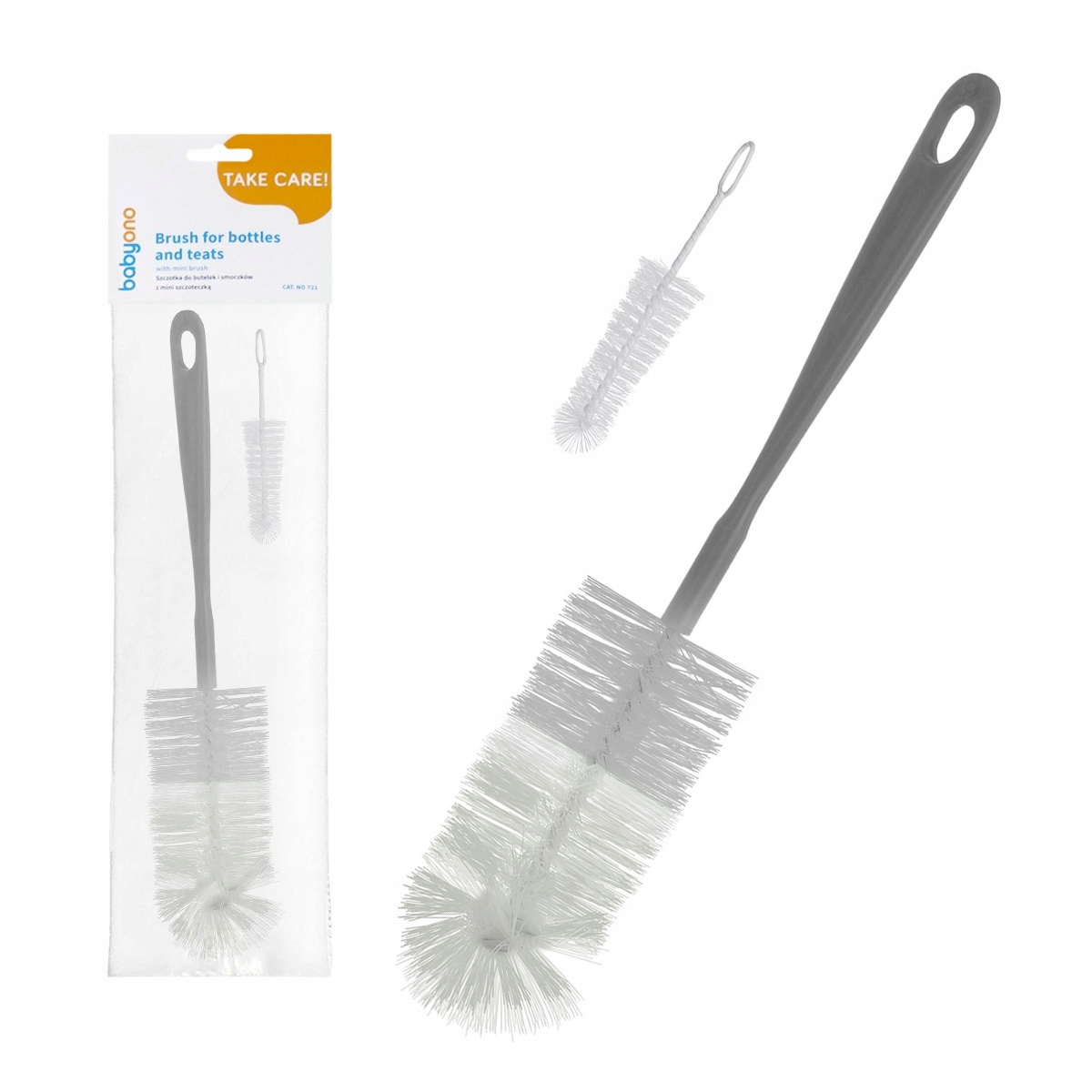 BabyOno SZCZOTKA DO MYCIA butelek smoczków 2x