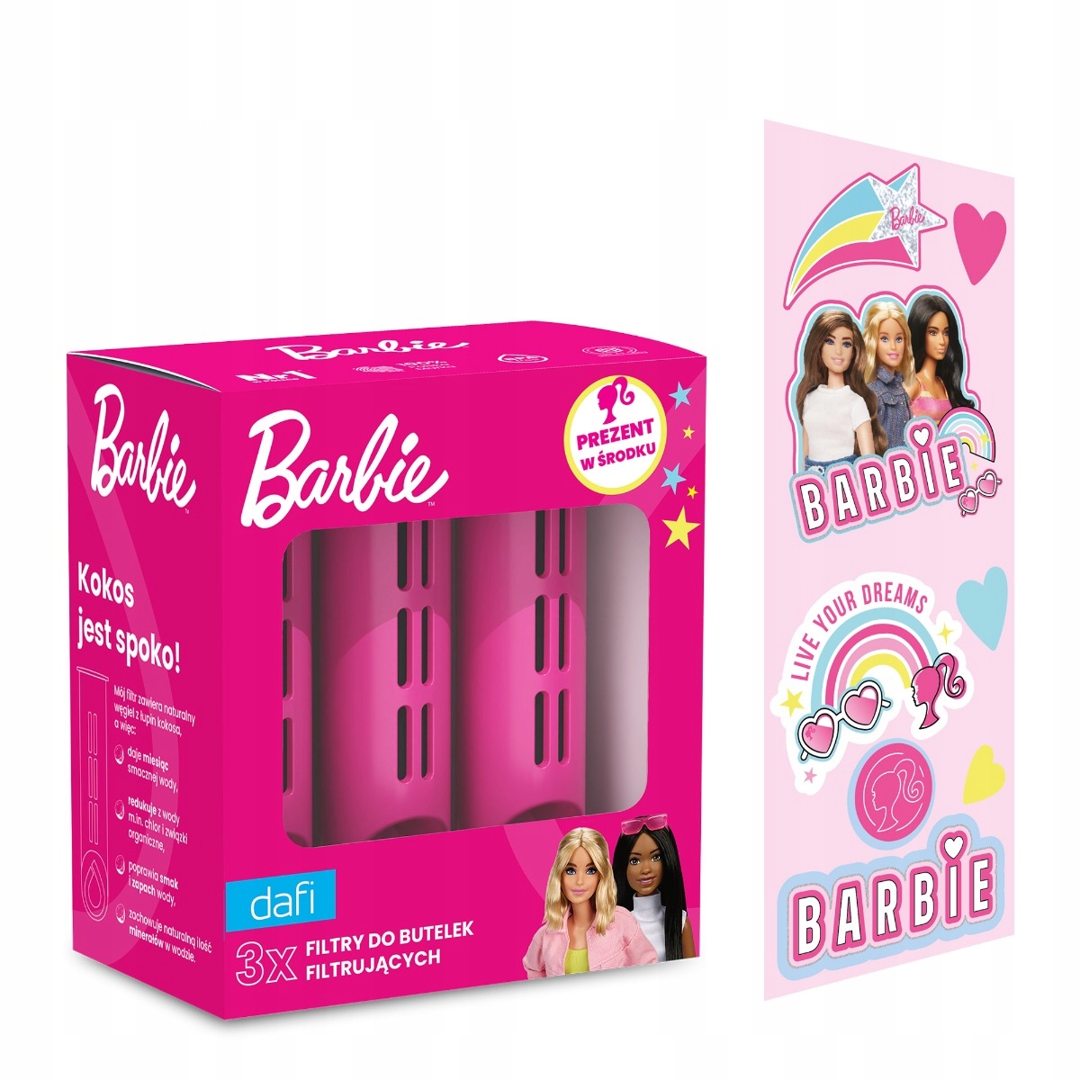 Zestaw Barbie 3 filtry do butelki filtrującej Dafi Soft i Solid Różowy