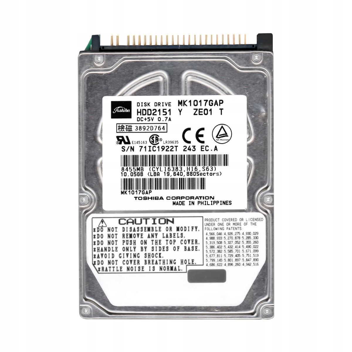 Toshiba 10GB 4.2K 1MB Ata 2.5'' MK1017GAP