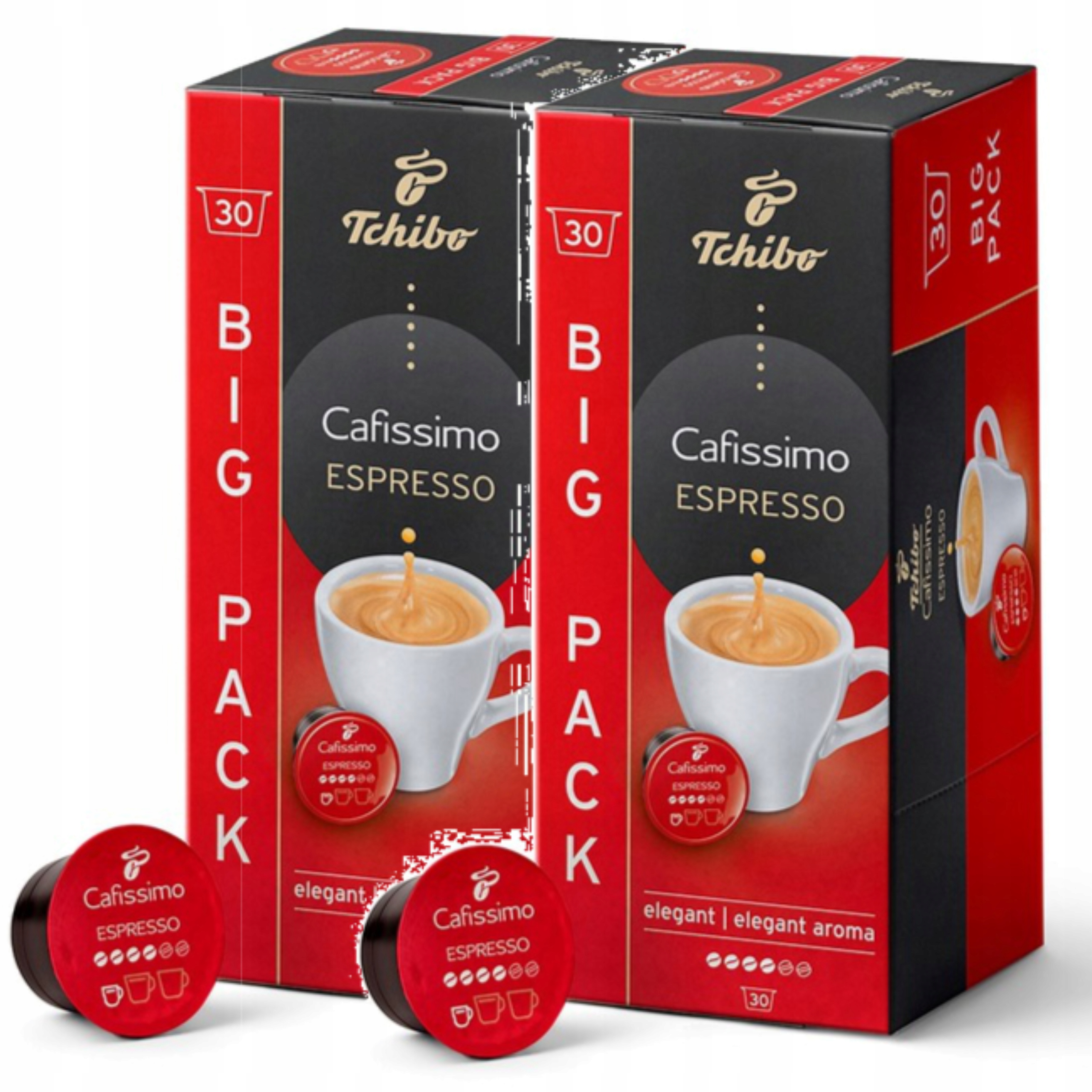 Levně Tchibo Cafissimo Espresso Elegant Aroma Káva Arabika 30x2 kapslí Sada