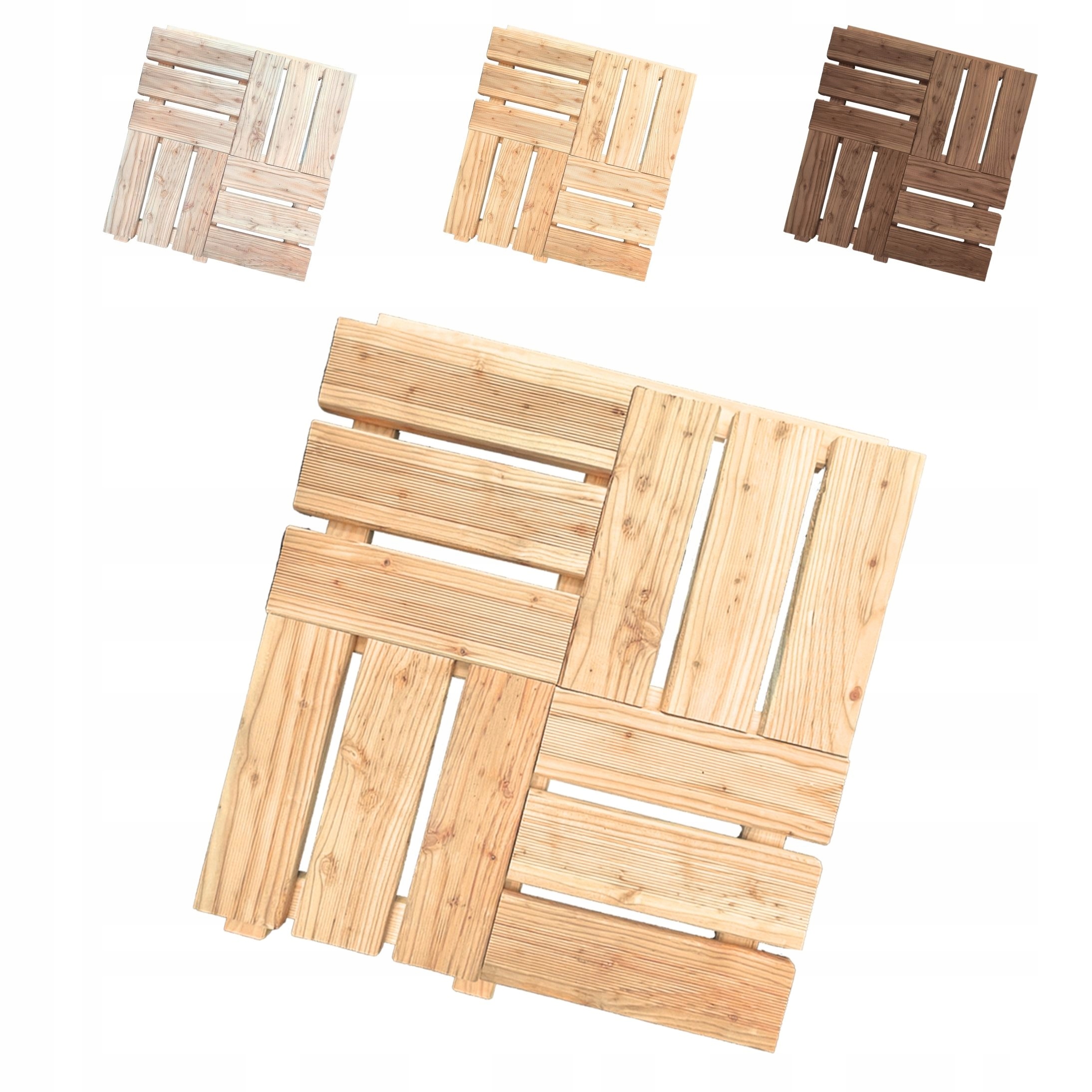 Plošina Dřevěná mozaika, balkonový panel 60x60 cm Přírodní