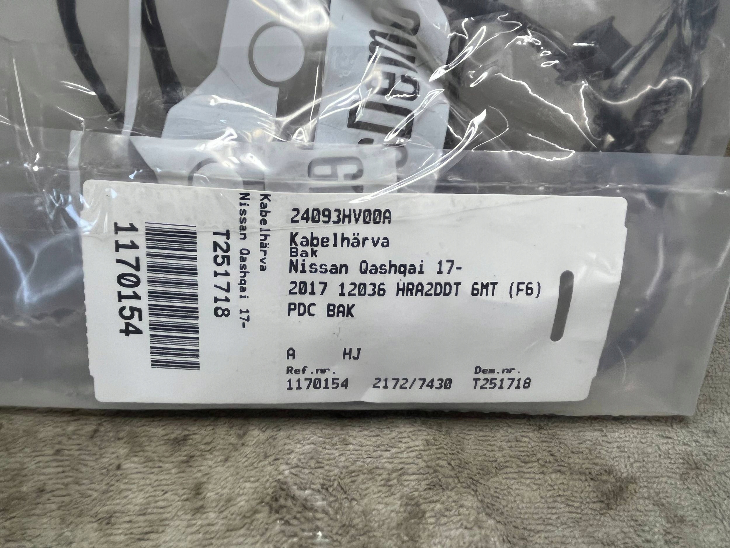 NISSAN QASHQAI J11 bundle wiring PDC rear part 24093HV00A !J