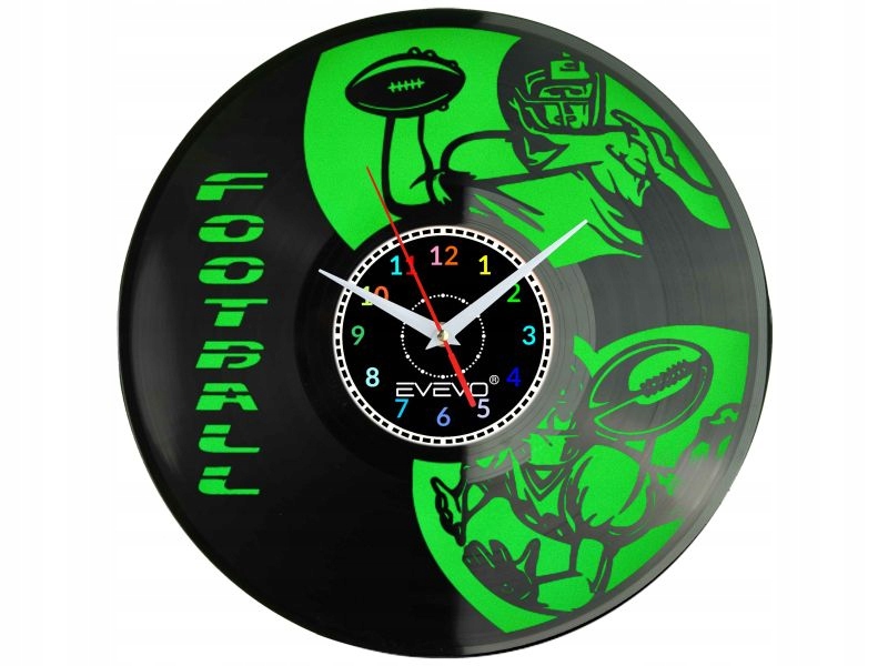 Nástěnné Hodiny Americký Fotbal Fluorescenční Pozadí Vinylová Deska