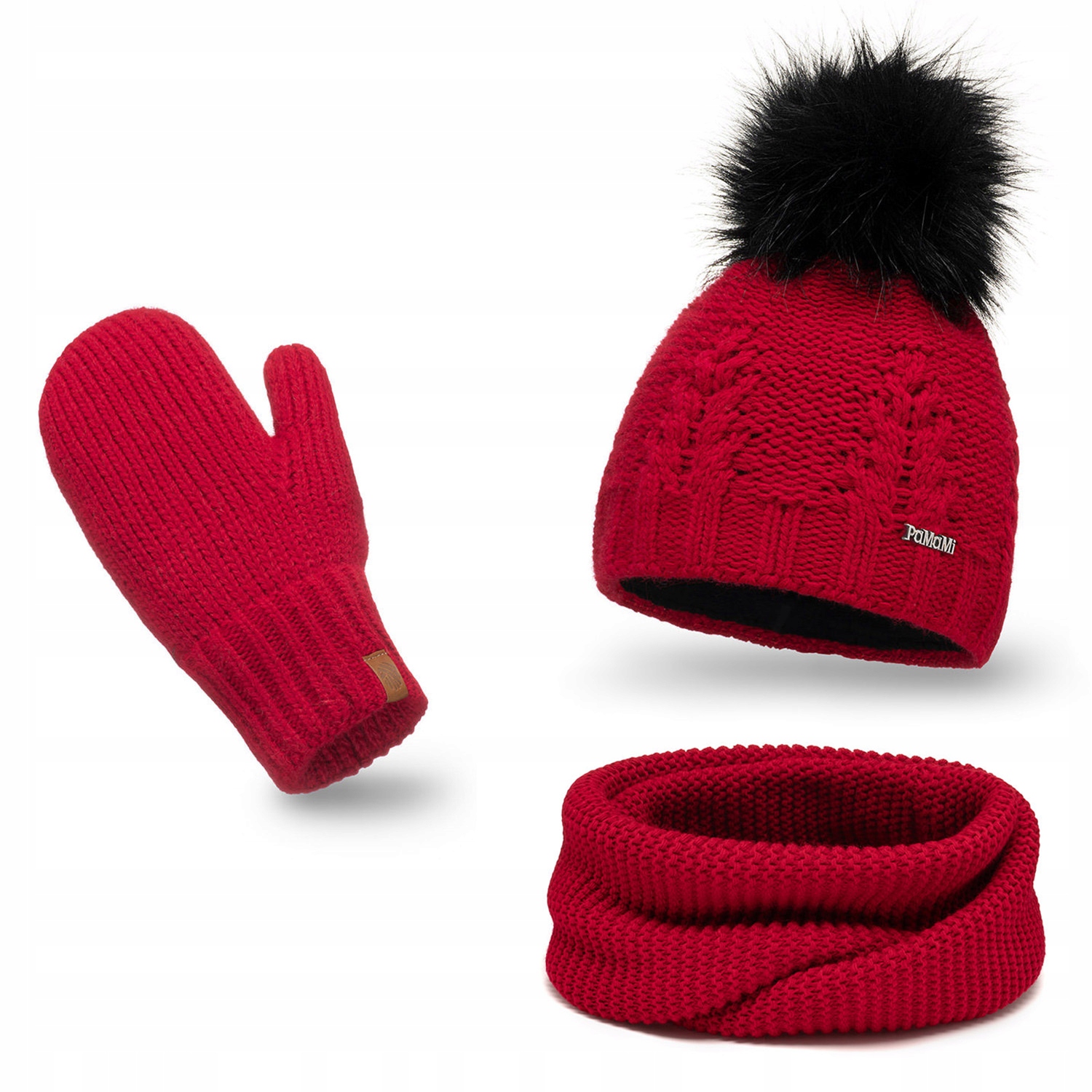 Pamami 17549+14603+20680 017 červená Sada Čepice+nákrčník+rukavice