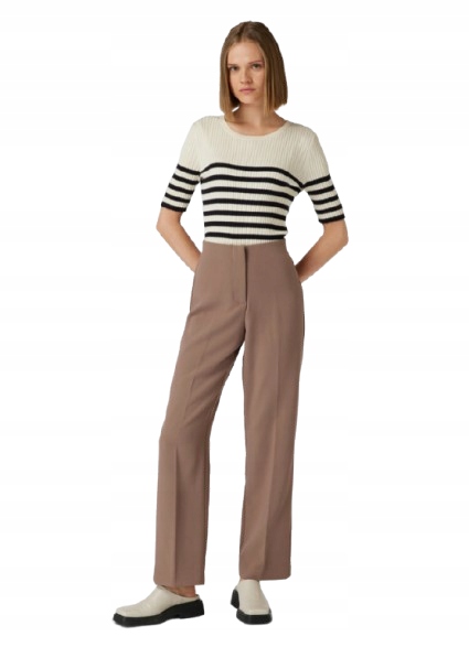 Vero Moda Elegantní Jednoduché Hnědé Kalhoty S Vysokým Pasem XXL/32 Jpa