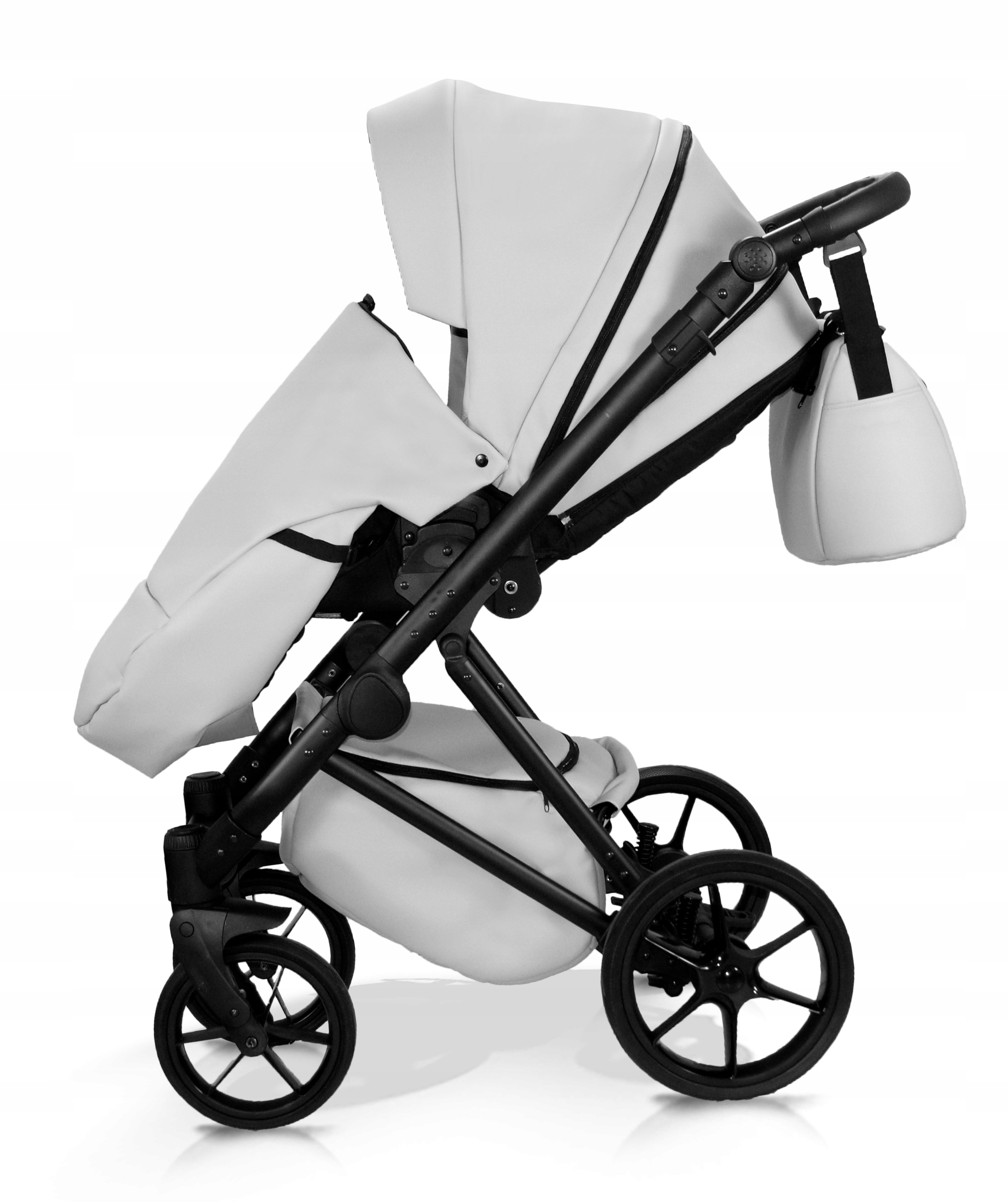 Wózek dziecięcy 3w1 MOMMO Harmony - Srebrna eko skóra - stylowy i wygodny Rodzaj kół Żelowe