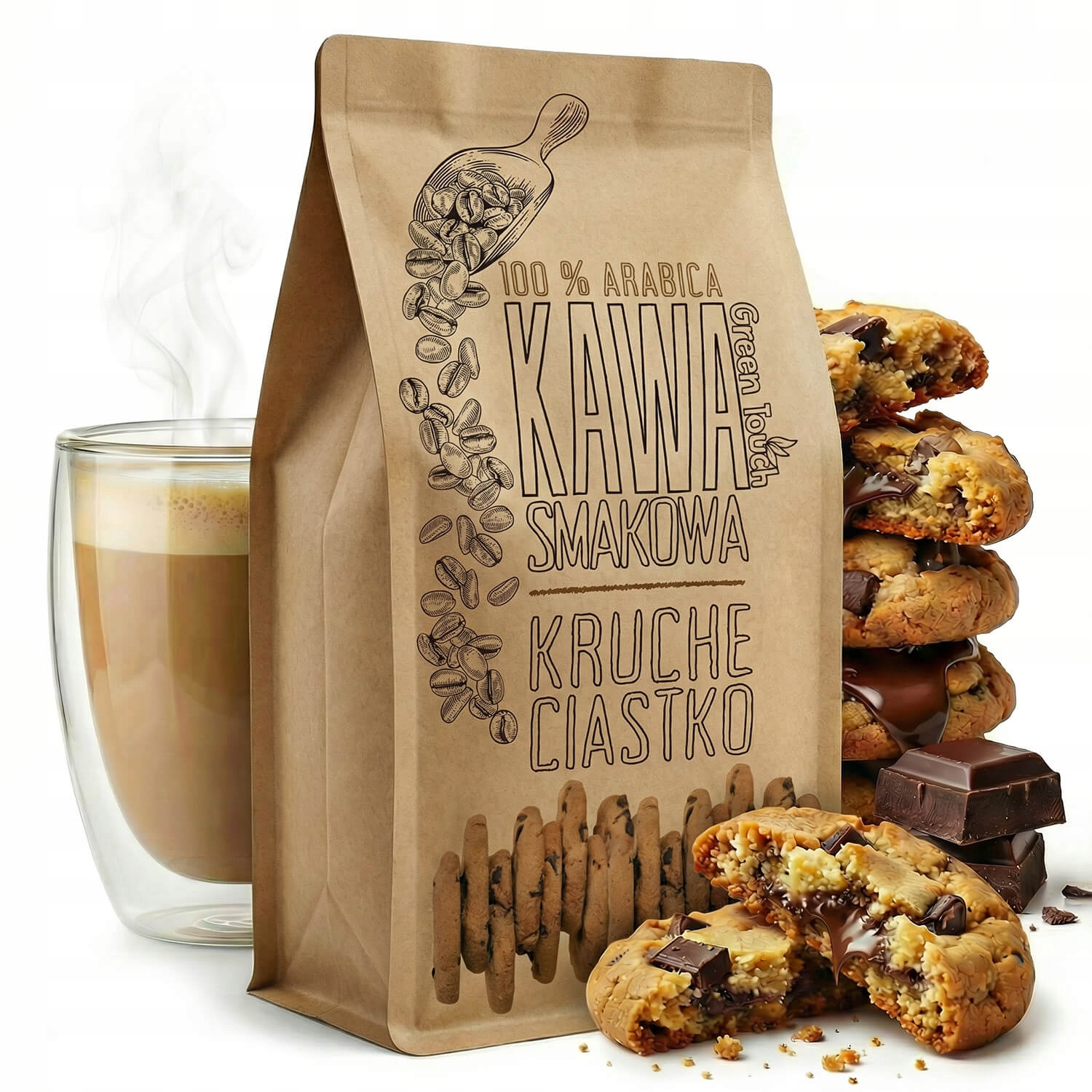 Kawa Mielona Kruche Ciastko o smaku kruchego ciastka 1 kg Green Touch