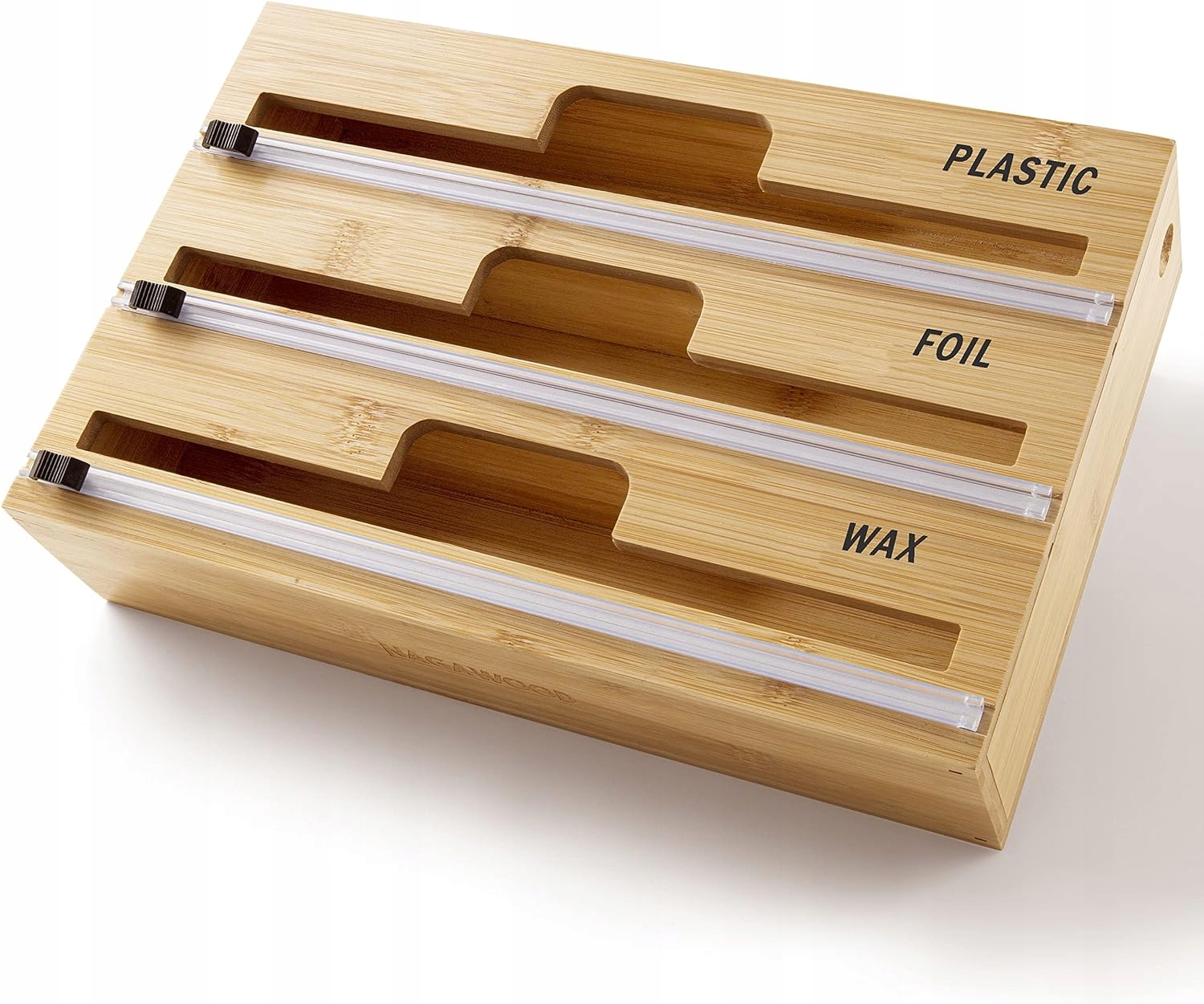 Bambusowy dyspenser do folii spożywczej 3w1