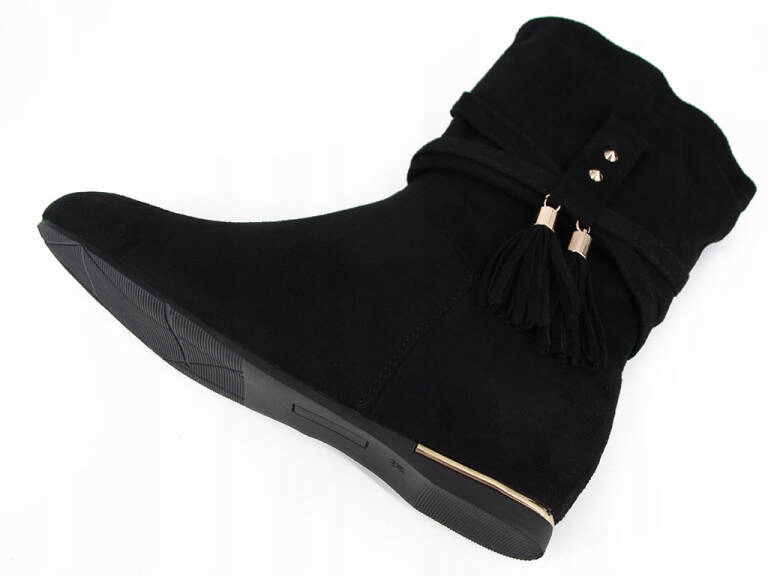 BOTKI NA UKRYTEJ KOTURNIE ZAMSZOWE BUTY CZARNE DAMSKIE Z ZAMSZU 38 Rozmiar 38