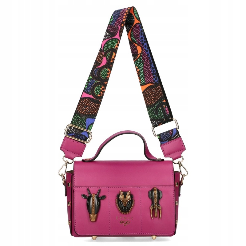 Dámská kožená kabelka Ego Kufřík Aztécké zázraky, růžová, logovaný pásek