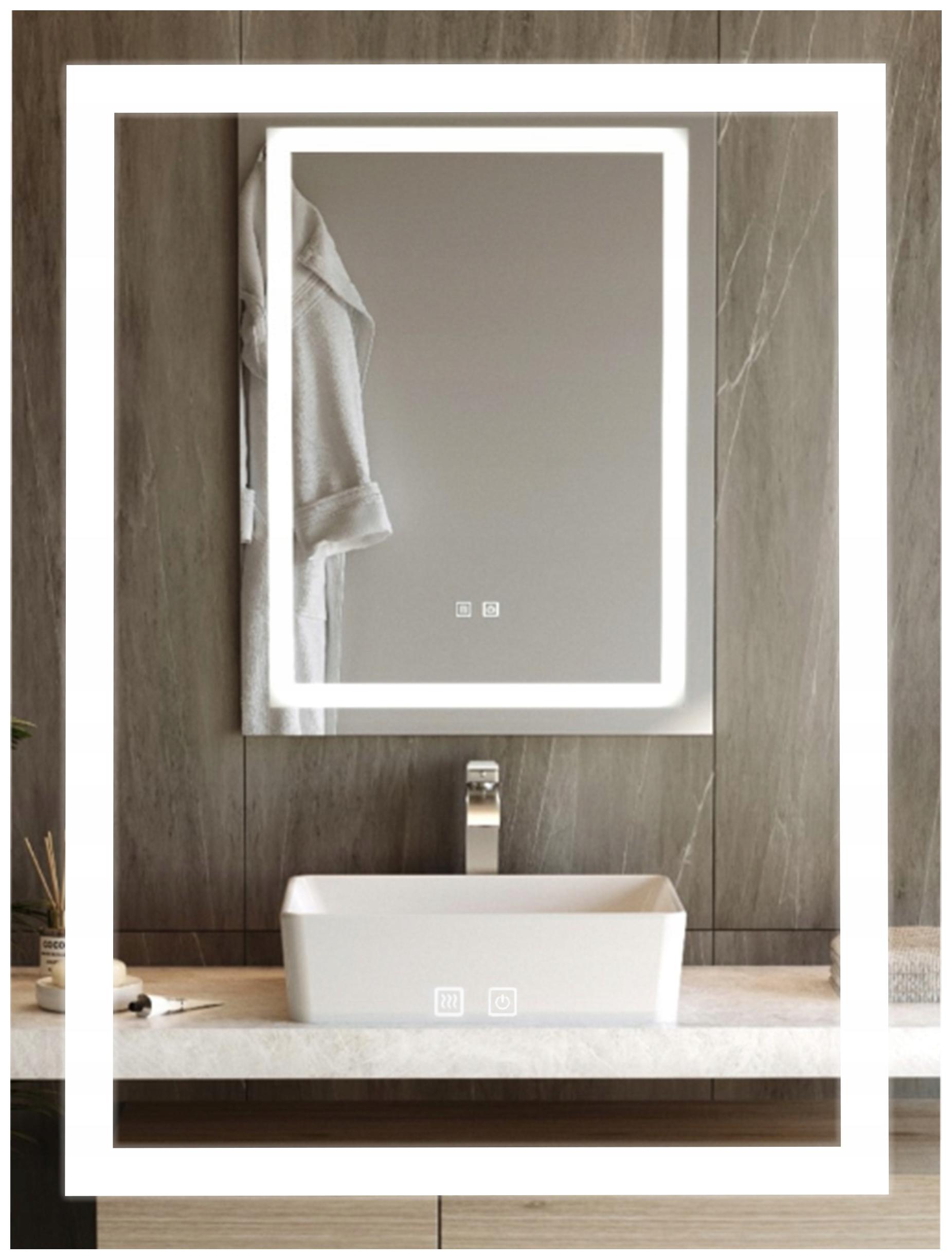 Obdĺžnikové, energeticky úsporné Led podsvietené zrkadlo 60x80 Vela