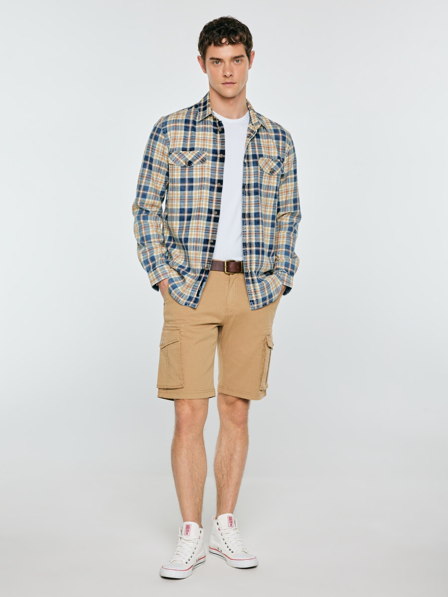 Big Star Pánské šortky s cargo kapsami, béžové, Morrise 801 30